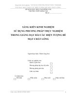 Sáng kiến kinh nghiệm “áp DỤNG PHƯƠNG PHÁP THỰC NGHIỆM vào dạy học ở bài các HIỆN TƯỢNG bề mặt CHẤT LỎNG 