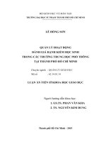 Quản lý hoạt động đánh giá hạnh kiểm học sinh trong các trường THPT tại Thành phố Hồ Chí Minh
