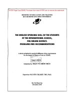 The english speaking skill of the students at the international school phu nhan district problems and aecommendations