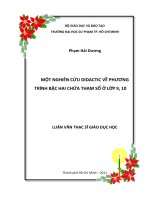 một nghiên cứu didactic về phương trình bậc hai chứa tham số ở lớp 9, 10 