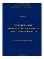 các biện pháp quản lý phổ cập giáo dục tiểu học đúng độ tuổi vùng dân tộc khmer tỉnh trà vinh 
