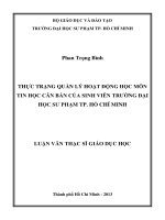 thực trạng quản lý hoạt động học môn tin học căn bản của sinh viên trường đại học sư phạm tp  hồ chí minh 