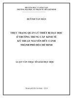 thực trạng quản lý thiết bị dạy học ở trường trung cấp kinh tế kỹ thuật nguyễn hữu cảnh thành phố hồ chí minh 