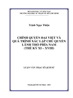 chính quyền đại việt và quá trình xác lập chủ quyền lãnh thổ phía nam (thế kỷ xi – xviii) 