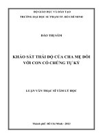 khảo sát thái độ của cha mẹ đối với con có chứng tự kỷ 