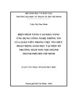 biện pháp nâng cao khả năng ứng dụng công nghệ thông tin của giáo viên trong việc tổ chức hoạt động giáo dục tại một số trường mầm non nội thành thành phố hồ chí minh 
