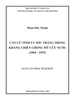 căn cứ tỉnh ủy sóc trăng trong kháng chiến chống mỹ cứu nước (1954 – 1975) 