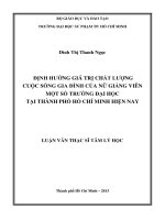 định hướng giá trị chất lượng cuộc sống gia đình của nữ giảng viên một số trường đại học tại thành phố hồ chí minh hiện nay 