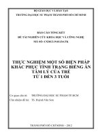 thực nghiệm một số biện pháp khắc phục tình trạng biếng ăn tâm lý của trẻ từ 1 đến 3 tuổi 