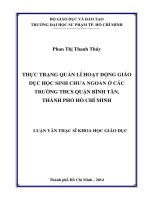 thực trạng quản lí hoạt động giáo dục học sinh chưa ngoan ở các trường thcs quận bình tân, thành phố hồ chí minh 