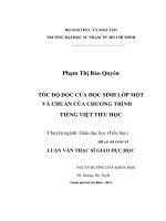 tốc độ đọc của học sinh lớp một và chuẩn của chương trình tiếng việt tiểu học 
