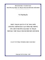 thực trạng quản lý sự thay đổi chương trình đào tạo theo hệ thống tín chỉ ở trường đại học sư phạm thể dục thể thao thành phố hồ chí minh 