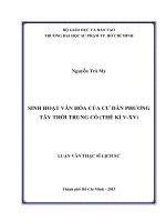 sinh hoạt văn hóa của cư dân phương tây thời trung cổ (thế kỉ v xv) 