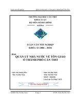 quản lý nhà nước về tôn giáo ở thành phố cần thơ