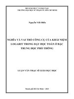 nghĩa và vai trò công cụ của khái niệm logarit trong dạy học toán ở bậc trung học phổ thông 