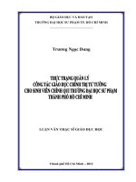 “Thực trạng quản lý công tác giáo dục chính trị tư tưởng cho sinh viên chính qui trường đại học sư phạm thành phố hồ chí minh” 