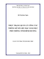 thực trạng quản lý công tác thống kê số liệu bậc giáo dục phổ thông tỉnh bình dương 