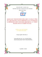 khảo sát thành phần hóa học và hoạt tính ức chế enzym α glucosidase của cao hexan lá bình bát dây coccinia grandis (l ) j  voigt họ bầu bí (cucurbitaceae) 