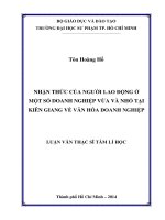nhận thức của người lao động ở một số doanh nghiệp vừa và nhỏ tại kiên giang về văn hóa doanh nghiệp 