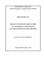 khảo sát sự kháng kháng sinh của klebsiella pneumoniae tại viện pasteur tp  hồ chí minh 