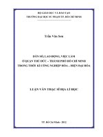 dân số, lao động, việc làm ở quận thủ đức – thành phố hồ chí minh trong thời kì công nghiệp hóa – hiện đại hóa 