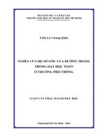 nghĩa của hệ số góc của đường thẳng trong dạy học toán ở trường phổ thông 