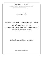 thực trạng quản lý việc kiểm tra đánh giá kết quả học tập tại các trường trung học phổ thông huyện châu phú, tỉnh an giang 