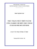 thực trạng phát triển ngành công nghiệp chế biến thực phẩm ở thành phố hồ chí minh