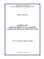 nghiên cứu chuyển dịch cơ cấu kinh tế huyện duyên hải, tỉnh trà vinh 