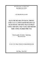 tóm tắt hạn chế rủi ro tín dụng trong cho vay cá nhân kinh doanh tại ngân hàng TMCP công thương việt nam, chi nhánh khu công nghiệp phú tài 