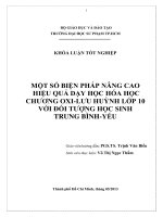 một số biện pháp nâng cao hiệu quả dạy học hóa học chương oxi lưu huỳnh lớp 10 với đối tượng học sinh trung bình yếu 
