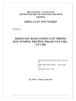 khảo sát hàm lượng lân trong đất ở nông trường phạm văn cội – củ chi 