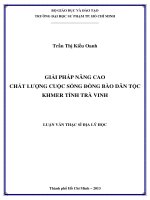 giải pháp nâng cao chất lượng cuộc sống đồng bào dân tộc khmer tỉnh trà vinh 