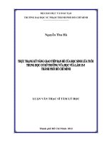 Thực trạng kỹ năng giao tiếp bạn bè của học sinh lứa tuổi trung học cơ sở trường vừa học  vừa làm 15 5 thành phố hồ chí minh 