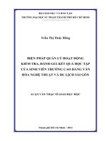 biện pháp quản lý hoạt động kiểm tra, đánh giá kết quả học tập của sinh viên trường cao đẳng văn hóa nghệ thuật và du lịch sài gòn 