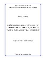 khó khăn trong hoạt động học tập của sinh viên người dân tộc chăm tại trường cao đẳng sư phạm ninh thuận 