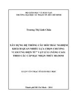 xây dựng hệ thống câu hỏi trắc nghiệm khách quan nhiều lựa chọn chương “cảm ứng điện từ” vật lí 11 (nâng cao) theo các cấp bậc nhận thức bloom 