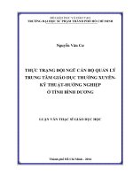 thực trạng đội ngũ cán bộ quản lý trung tâm giáo dục thường xuyênkỹ thuật hướng nghiệp ở tỉnh bình dương 