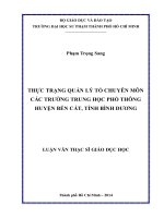 thực trạng quản lý tổ chuyên môn các trường trung học phổ thông huyện bến cát, tỉnh bình dương 