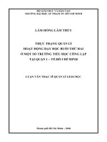 thực trạng quản lí hoạt động dạy học buổi thứ hai ở một số trường tiểu học công lập tại quận 1 – tp hồ chí minh 