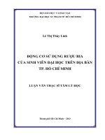 động cơ sử dụng rượu bia của sinh viên đại học trên địa bàn tp  hồ chí minh 