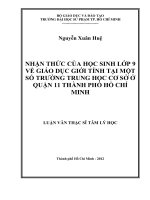 nhận thức của học sinh lớp 9 về giáo dục giới tính tại một số trường trung học cơ sở ở quận 11 thành phố hồ chí minh 