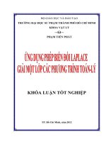 ứng dụng phép biến đổi laplace giải một lớp các phương trình toán   lý 