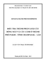 điều tra thành phần loài cây bóng mát và cây cảnh ở thành phố pakse   tỉnh champasak   lào 