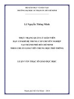 thực trạng quản lý giáo viên dạy cơ khí hệ trung cấp chuyên nghiệp tại thành phố hồ chí minh theo chuẩn giáo viên trung học phổ thông 