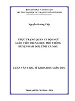 thực trạng quản lý đội ngũ giáo viên trung học phổ thông huyện đầm dơi, tỉnh cà mau 