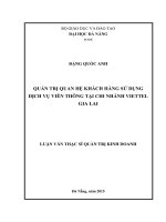 Luận văn thạc sĩ quản trị quan hệ khách hàng sử dụng dịch vụ viễn thông tại chi nhánh viettel gia lai