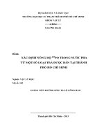 xác định nồng độ 210po trong nước pha từ một số loại trà được bán tại thành phố hồ chí minh 