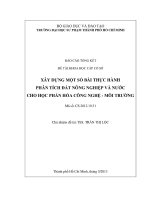 xây dựng một số bài thực hành phân tích đất nông nghiệp và nước cho học phần hóa công nghệ   môi trường 