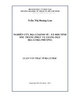 nghiên cứu địa lí kinh tế   xã hội tỉnh sóc trăng phục vụ giảng dạy địa lí địa phương 